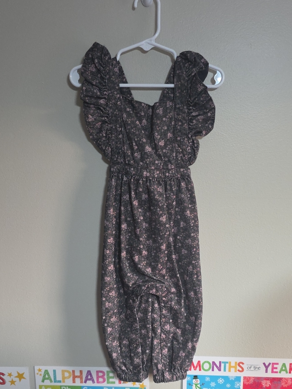 Jamie Kay Charcoal Overalls with Pink Floral Print